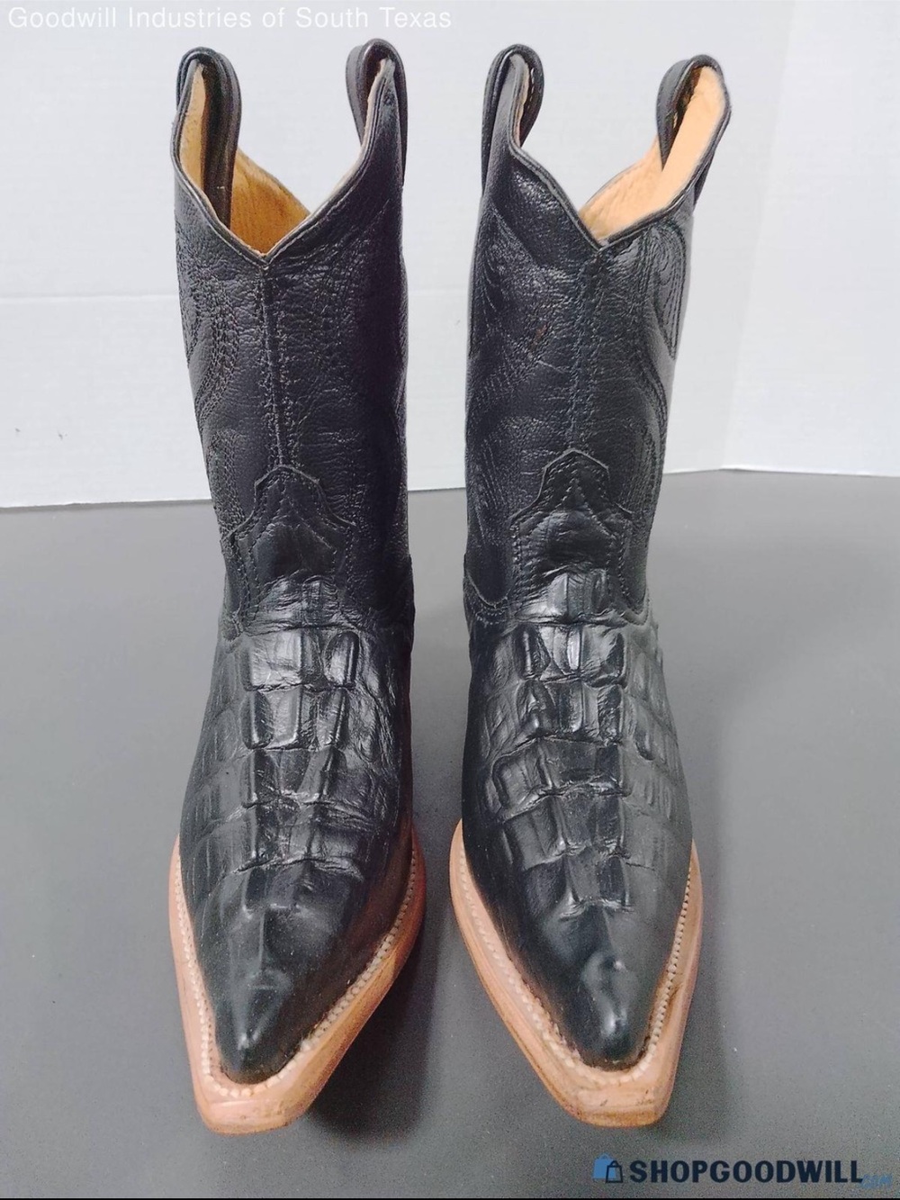 Kids Black Western Cowboy Boots with Brown Sole